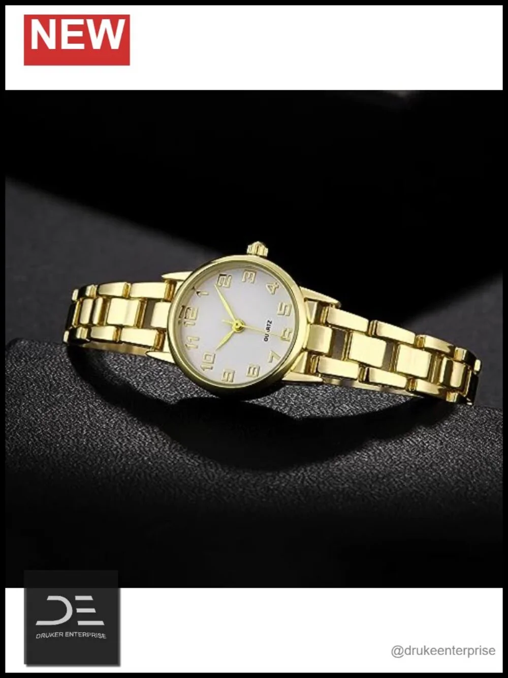 Waterproof Analog Bracelet Watch - Slim Thin Quartz with Crystal Accents